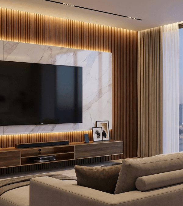 ديكورات تلفزيون الكويت 2026 | دليل تحويل الصالة إلى سينما منزلية فاخرة بلمسة ذكية